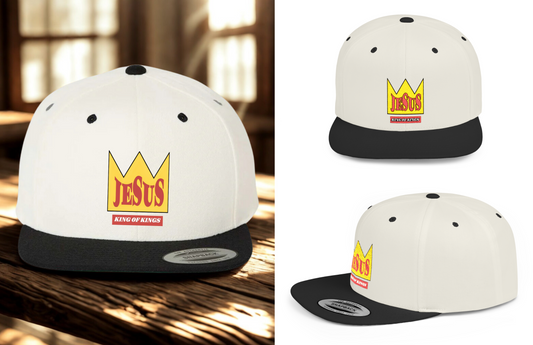 Jesus King Of Kings Flat Bill Snapback Hat - Stylish Christian Headwear