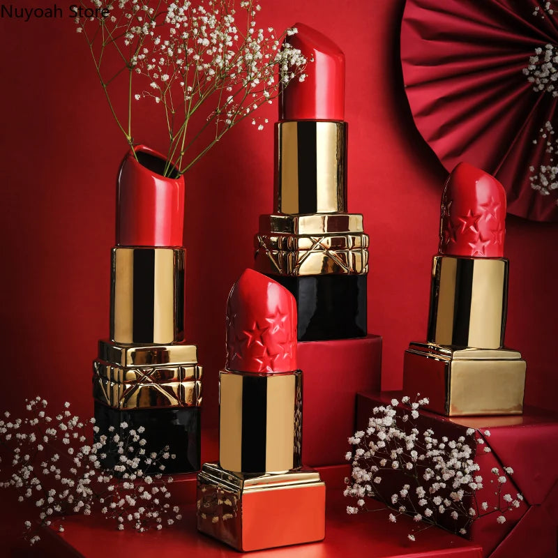 Chic Style Lipstick Ceramic Vase/Ornamate